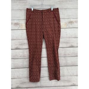 Cartonnier Anthropologie Geometric Print Charlie Trouser Womens 10 Maroon